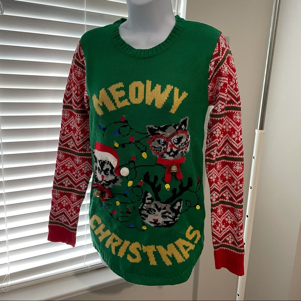Ugly christmas sweater with cats